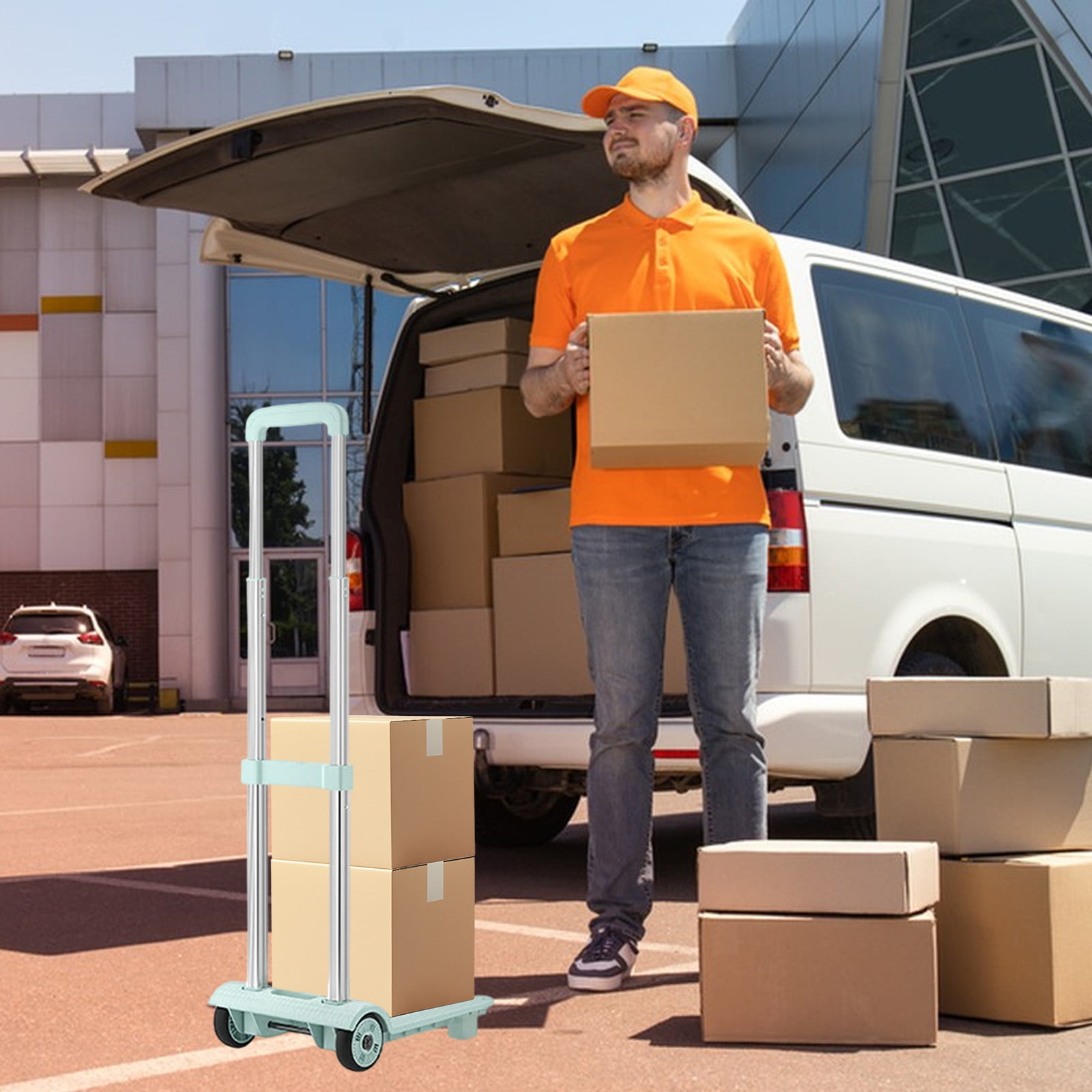 Steadline Small Folding Hand Truck Dolly with 2 Wheels, Lightweight Metal Foldable Luggage Cart,Portable Dolly for Airport Travel Moving Use