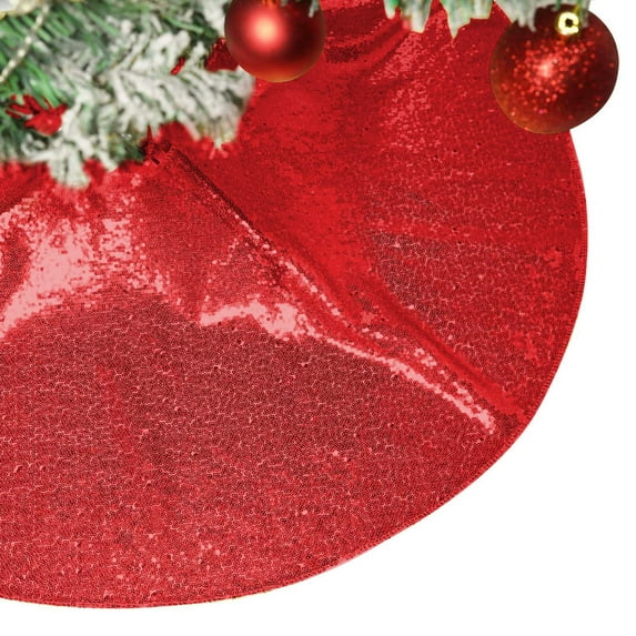 Steadline Sparkling Christmas Tree Skirt With Sequin Details - 60cm Holiday Decor For Festive Home Celebration And Party Decoration With Elegant Vintage Style