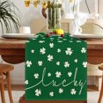 thumbnail image 1 of Steadline St. Patrick's Day Table Runner,183cm Green Clover Pattern Linen Table Cover,Heat Resistant Dining Table Decor,Irish Themed Party Table Setting, 1 of 7