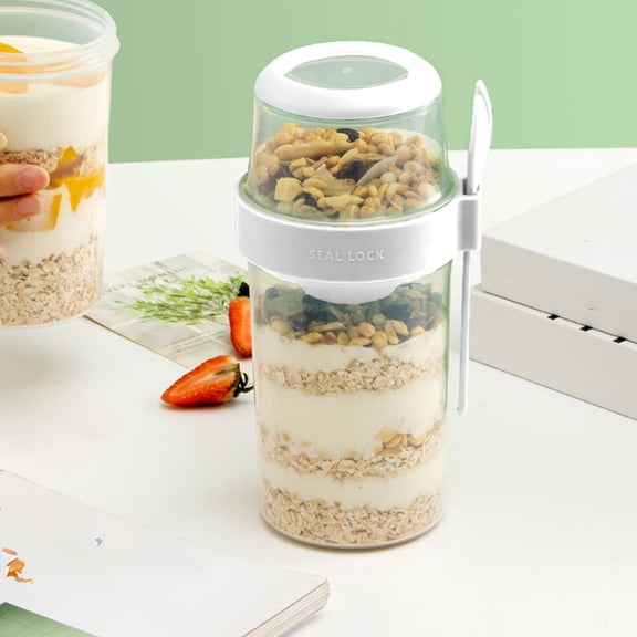 Steadline Stackable Double Layer Salad Meal Prep Container - 310ml+760ml Portable Food Cup with Built-in Fork and Dressing Compartment for Office Lunch