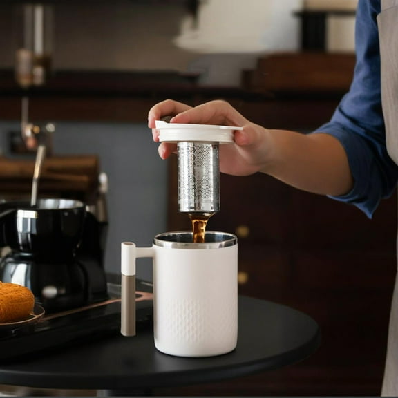 Steadline Stainless Steel Coffee Mug with Lid and Infuser 450ml Double Wall Vacuum Insulated Thermal Cup for Hot and Cold Drinks Leak Proof Travel Mug Perfect for Home Office and Outdoor Activities