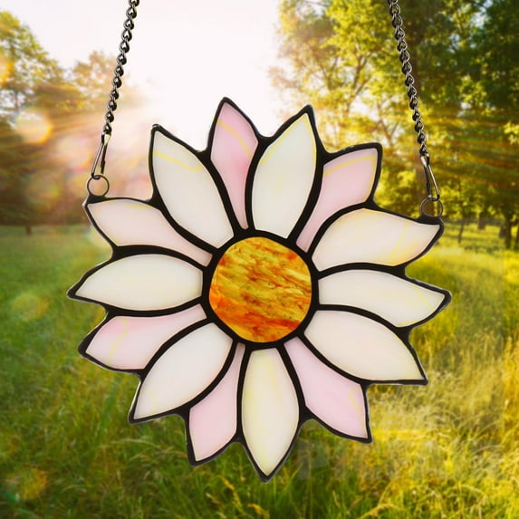 Steadline Sunflower Shaped Glass Wind Chime with Colorful Design for Window Decor Living Room Bedroom Decoration Gift Idea Outdoor Indoor Use
