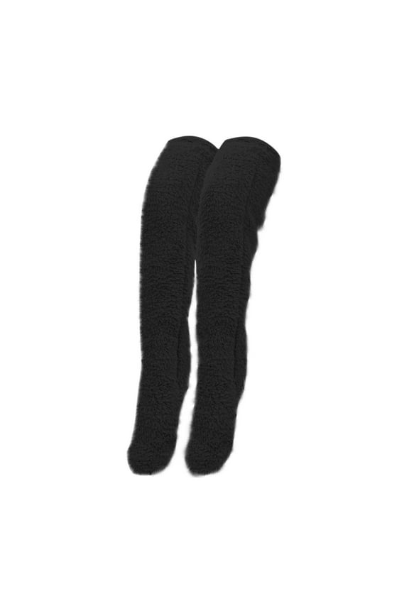 Thermal Fleece-Lined Knee High Socks with Non-Slip Sole - Extra Thick Winter Stockings for Indoor Outdoor Use - Soft Comfortable Footwear