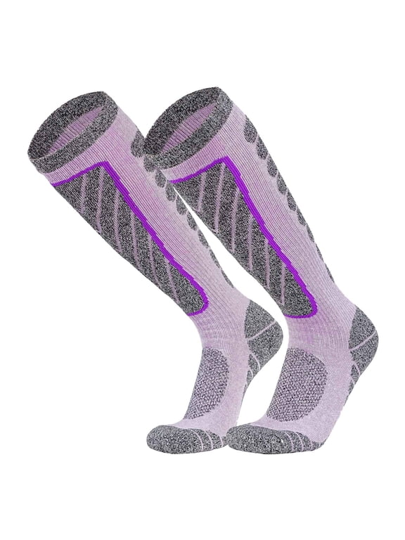 Thermal Knit Ski Socks with Cushioned Footbed - High Performance Winter Sports Socks - Moisture Wicking Breathable Design for All-Day Comfort