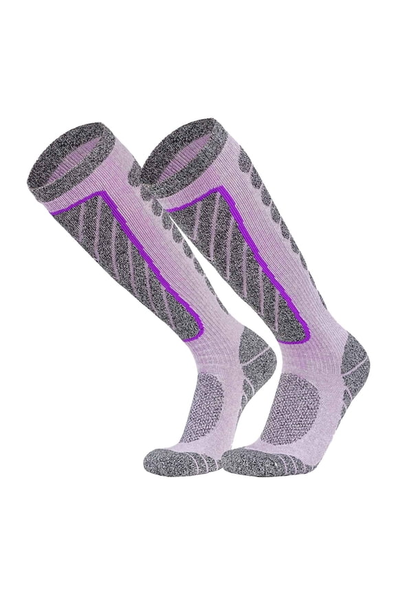 Thermal Knit Ski Socks with Cushioned Footbed - High Performance Winter Sports Socks - Moisture Wicking Breathable Design for All-Day Comfort