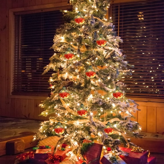 Steadline Transparent Hydrangea Christmas Balls Decor - Glowing Holiday Tree Ornaments - Indoor Outdoor Party Decorative Accents - Seasonal Home Festive Lighting Decorations