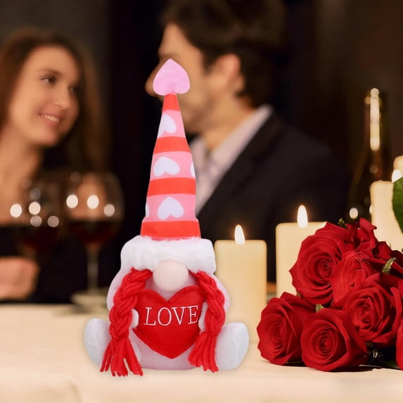 Steadline Valentine Heart Gnome Plush Doll with Faceless Design,Cute Romantic Gift Ornament for Home Decor Tabletop Display and Festive Party Setup Celebration,Adorable Figurine Decoration Piece