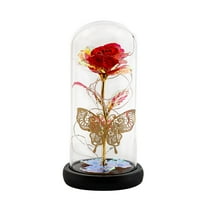 Steadline Valentine's Day LED Rose Lamp - Glass Dome Eternal Flower Decor - Romantic Night Light - Luxury Home Fragrance Gift