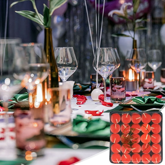 Steadline Valentine's Day Tea Light Candles - 50Pcs Small Wax Lights for Birthday Celebration - Romantic Dinner Table Decor - Festive Party Supplies