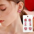 thumbnail image 1 of Steadline Valentines Day Wooden Earrings Set 6-Piece Heart Rose Pattern Studs Personalized Gift Lightweight Comfortable Earrings Women's Holiday Present Birthday Anniversary Gift, 1 of 7