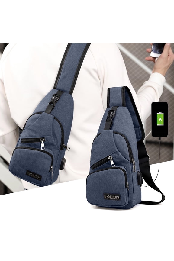 Versatile Nylon Chest Bag with USB Charging Port - Multi-Compartment Crossbody Pack for Hiking and Daily Commute