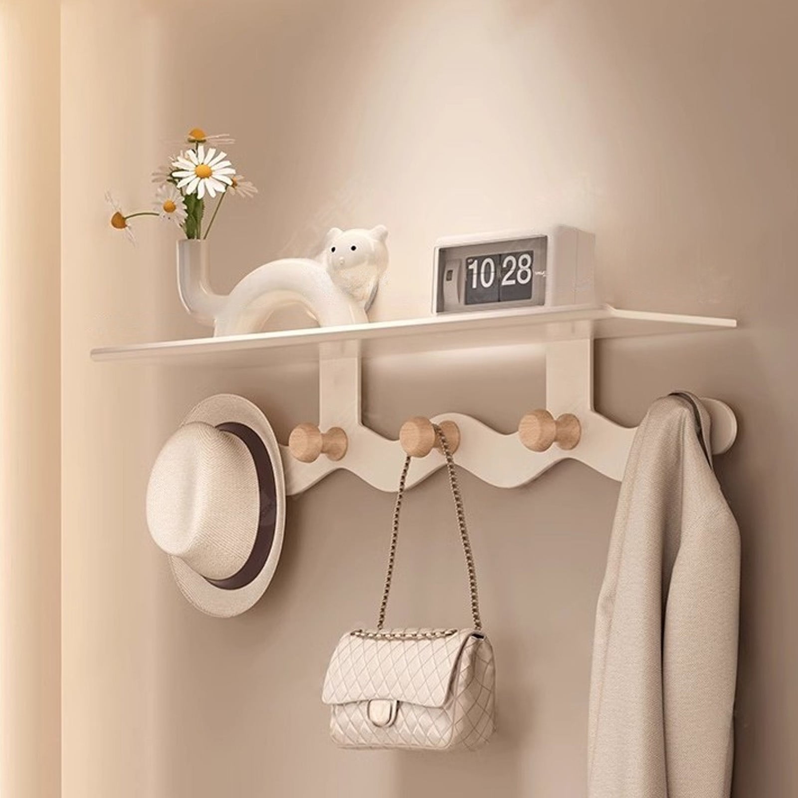 Steadline Wall Mounted Multi-Purpose Organizer Hook with Wooden Accent ...