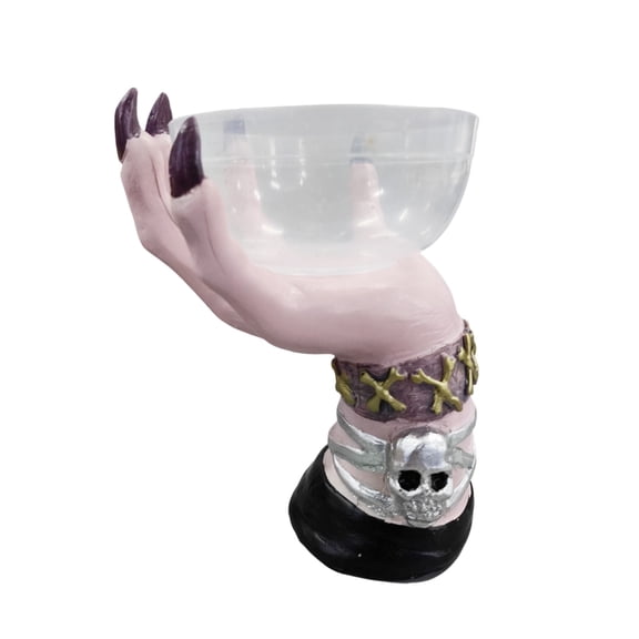 Steadline Witch Hand Snack Bowl for Halloween,Resin Serving Holder With Claw Shape for Candy Nuts,Spooky Appetizer Stand for Teen Party(Purple)