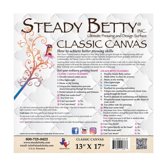 Steady Betty Classic Canvas Pressing and Design Surface 13in x 17in