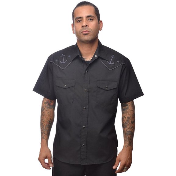 Steady Clothing Anchored Western Button Up Shirt Black S