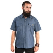 Steady Clothing Bushwa Western Pinstripe Button Up Shirt Denim Blue S