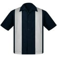 thumbnail image 1 of Steady Clothing Men's Pop-Check Double Panel Bowling Shirt Navy White Large, 1 of 2
