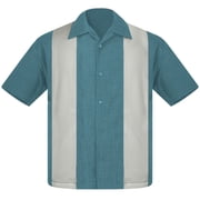 Steady Clothing Mens Pop-Check Double Panel Bowling Shirt Sea Foam Stone 3X-Large