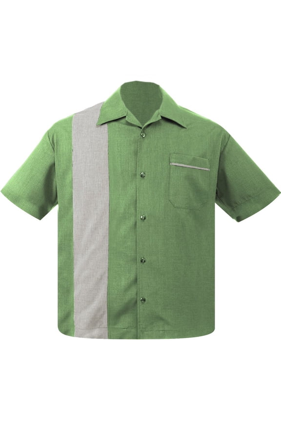 Men's Pop-Check Single Panel Bowling Shirt Apple Stone Medium