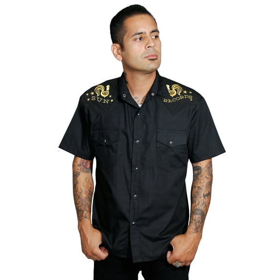 Steady Clothing Rooster Crow Western Button Up Shirt Black 2XL