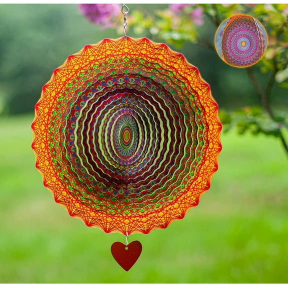 Steady Doggie | Wind Spinner Orange Mandala Thangka 12 in