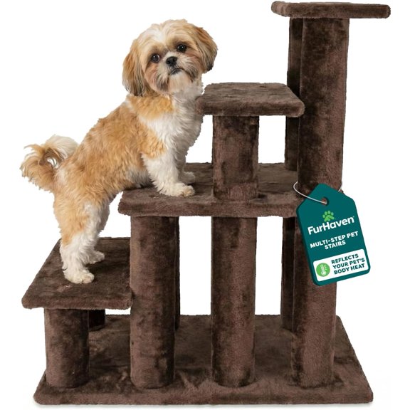 Steady Paws Multi-Step Pet Stairs for High Beds & Sofas - Brown, 4-Step