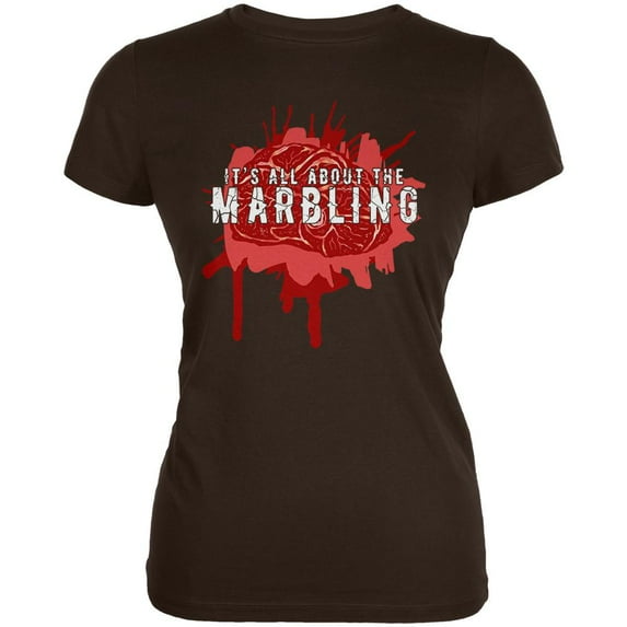 Steak All About the Marbling Juniors Soft T Shirt Brown X-LG