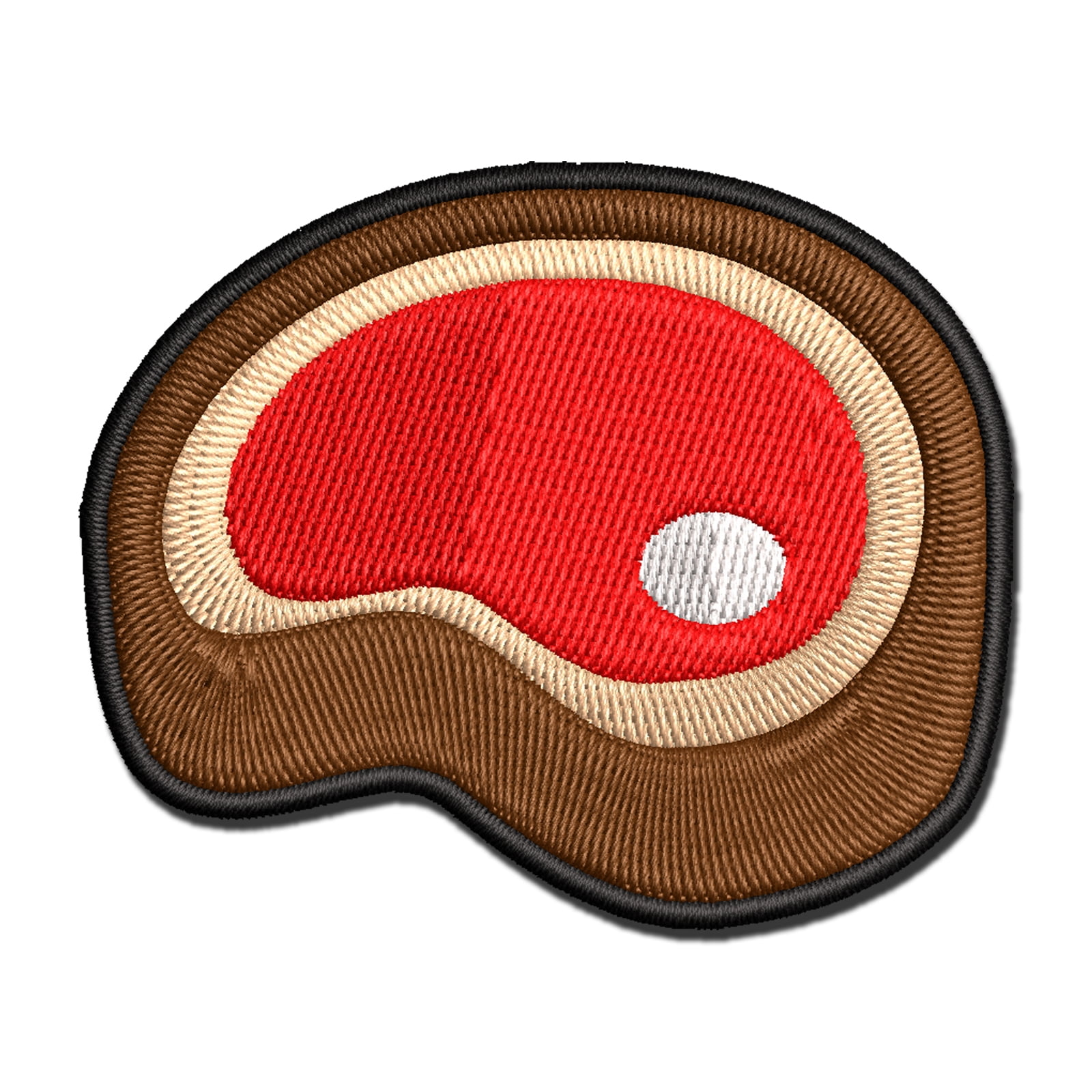 Steak Beef Dinner Icon Applique Multi-Color Embroidered Iron-On Patch - 3.5 Inch Large