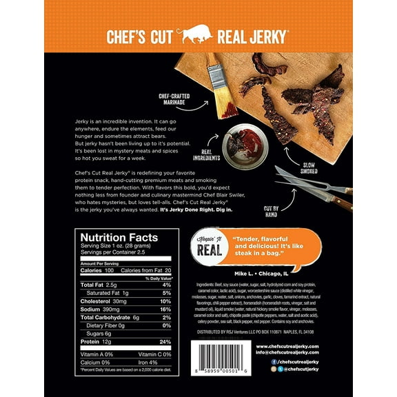 Steak Jerky, Chipotle Cracked Pepper, 2.5 oz, Pack of 8