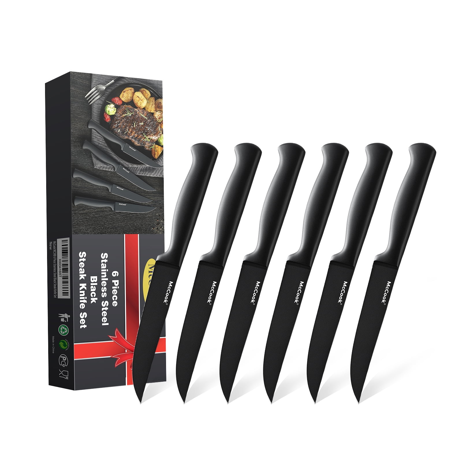 McCook DISHWASHER SAFE MC701 Black Knife Sets of 26, Stainless Steel  Kitchen Kni