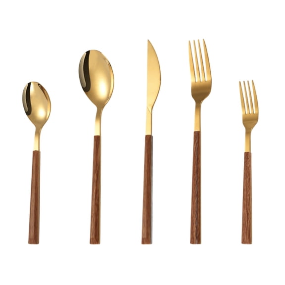 Steak Knife Set with Stainless Steel Utensils and Imitation Wood Handle - 4-Piece Cutlery Set for Dining