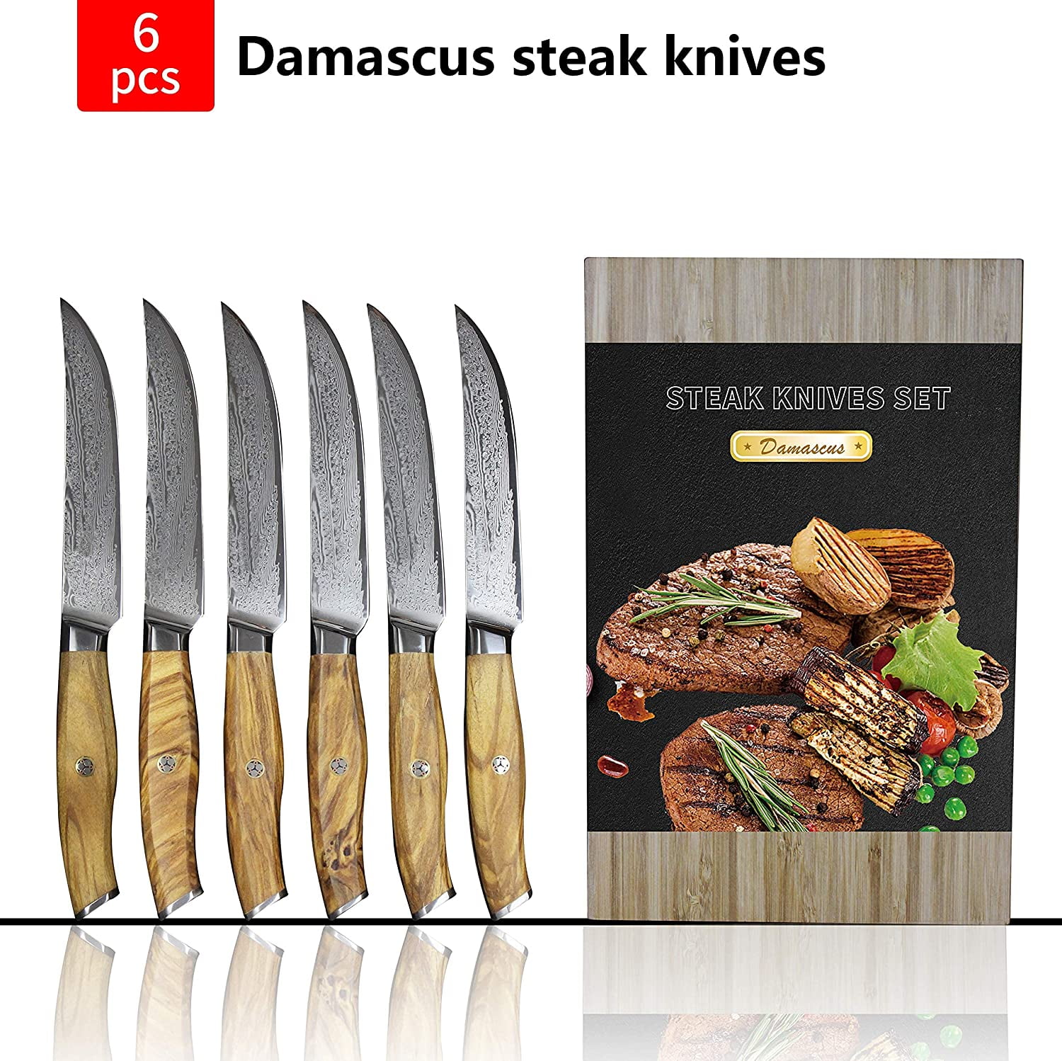 2-6Pcs 5 Stainless Steel Steak Knife Sharp Professional Kitchen Chef  Knives Set