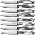 thumbnail image 1 of Steak Knives, Serrated Steak Knives with Gift Box, Stainless Steel Kitchen Steak Knife Set of 8, Silver, 1 of 7