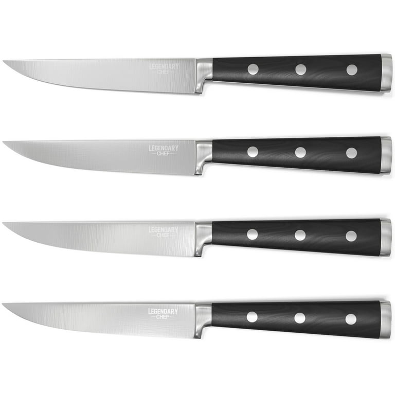 Steak Knives Set Stainless Steel 4pcs Non-Serrated Super Sharp Walnut  Handles