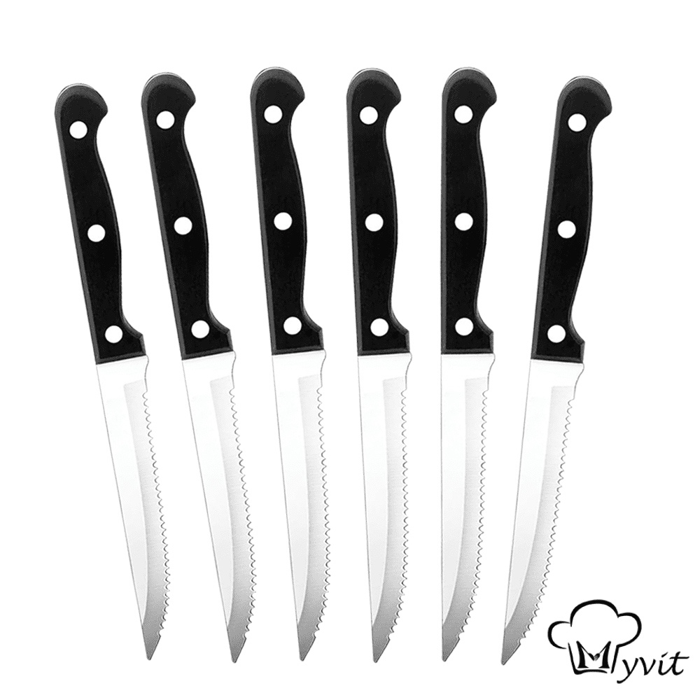 Steak Knives Set of 6 Cutlery Set Full Tang Stainless Steel Sharp