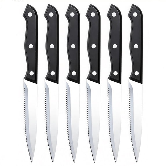 Steak Knives Set of 6 Serrated Bread Knife 4.5-inch High Carbon Steel Kitchen Dinner Knife Dishwasher Safe