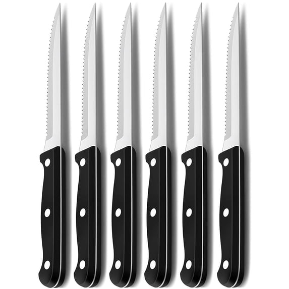 Steak Knives Set of 6 Serrated Bread Knife 4.5-inch High Carbon Steel Kitchen Dinner Knife Dishwasher Safe