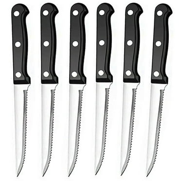 Steak Knives Set of 6 Sharp Serrated Dinner Knife for Meat Chicken and Bread, Dishwasher Safe