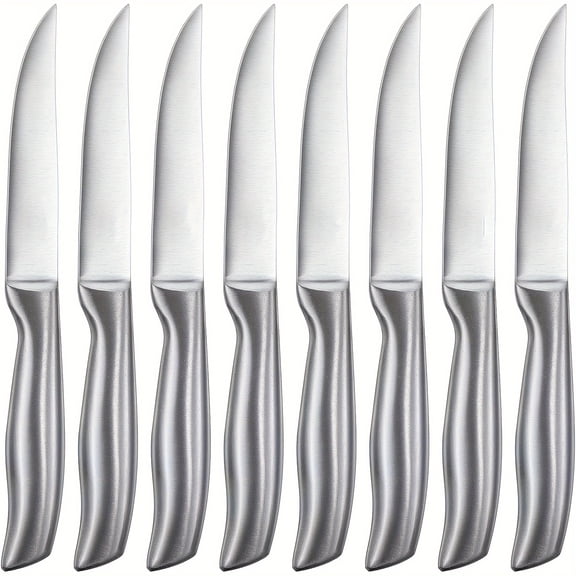 Steak Knives, Super Sharp Straight Edge Steak Knife Set Of 8, Professional Straight Edge Kitchen Table Dinner Knives, Elegant High Carbon Stainless Steel Kitchen Steak Knife Set, 4.5IN