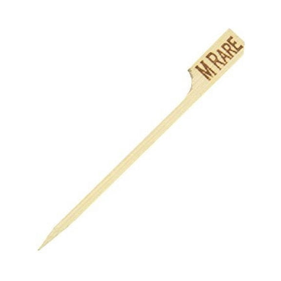 Steak Marker Pick Labels Medium Rare, Case of 100, PacknWood - Biodegradable Microwave Friendly Meat Portion Labels 3.54" PK210BBMEDRA9