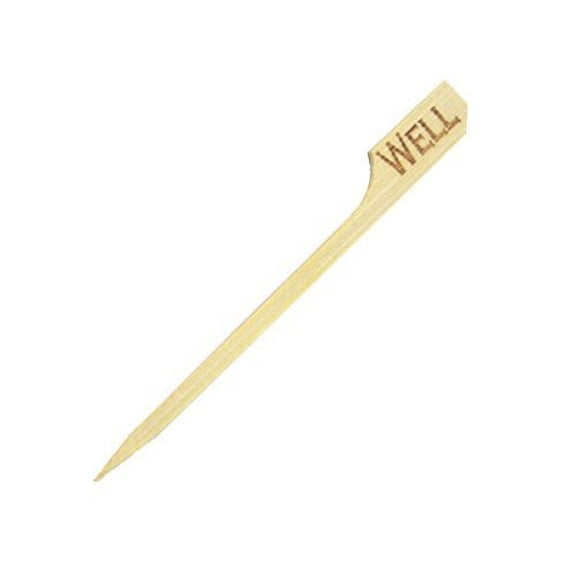 Steak Marker Pick Labels Well, Case of 100, PacknWood - Biodegradable Microwave Friendly Meat Portion Labels 3.54" PK210BBWELL9