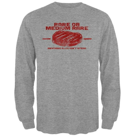 Steak Rare of Medium Rare Mens Long Sleeve T Shirt Heather X-LG