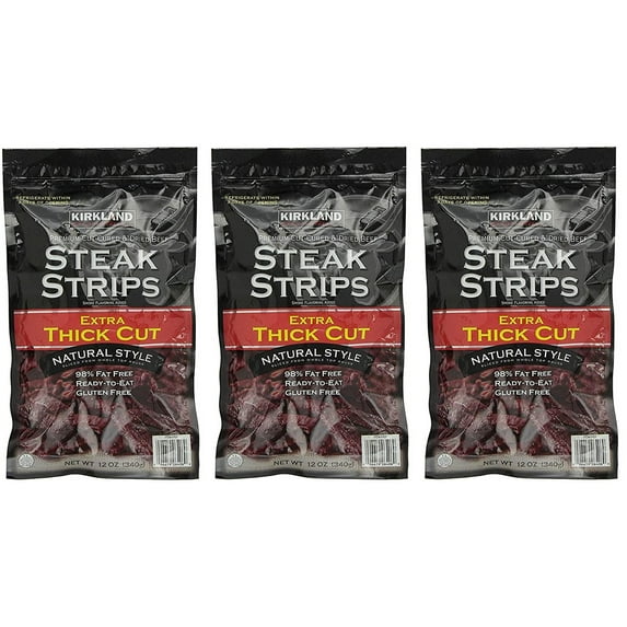 Steak Strips Extra Thick Cut, 3 Pack (12 oz Bag)