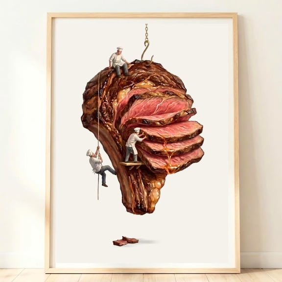 Steak Wall Art Beef Food Print Kitchen Dining Decor Gourmet Meat Artwork Steakhouse Decor Bbq Gift