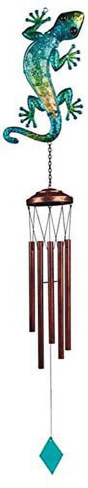StealStreet 40.75" Green and Blue Lizard Wind Chime Outdoor Decoration