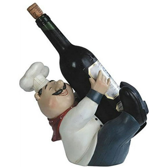 StealStreet Chef Holding A Wine Bottle Figurine, 8"
