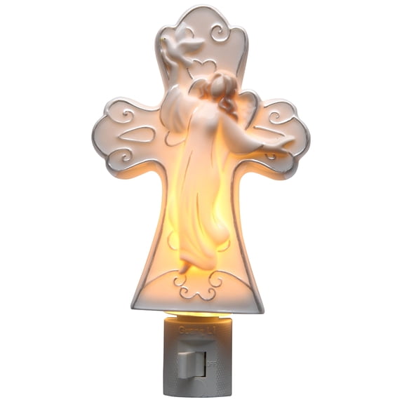 StealStreet SS-CG-96675, 4.5 Inch Ceramic Angel with Dove Plug - in Night Light, White