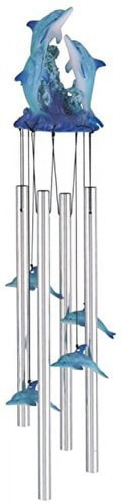 Blue and Silver Dolphin Wind Chime with Copper Top