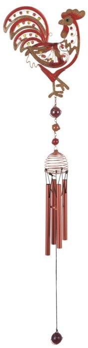 Wind Chime Copper & Gem Rooster Garden Decoration Hanging Porch Decor