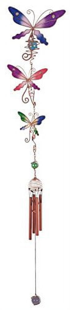StealStreet SS-G-99302 Wind Chime Copper And Gem Garden Decoration 3 Dragonflies Porch Decor
